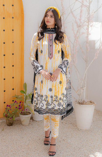 Sunshine Bloom By Al Zohaib Printkari Edition Unstitched 3 Piece Embroidered Cambric Suit AZ23PK 06 - Winter Collection Brand Mafia by Zonash