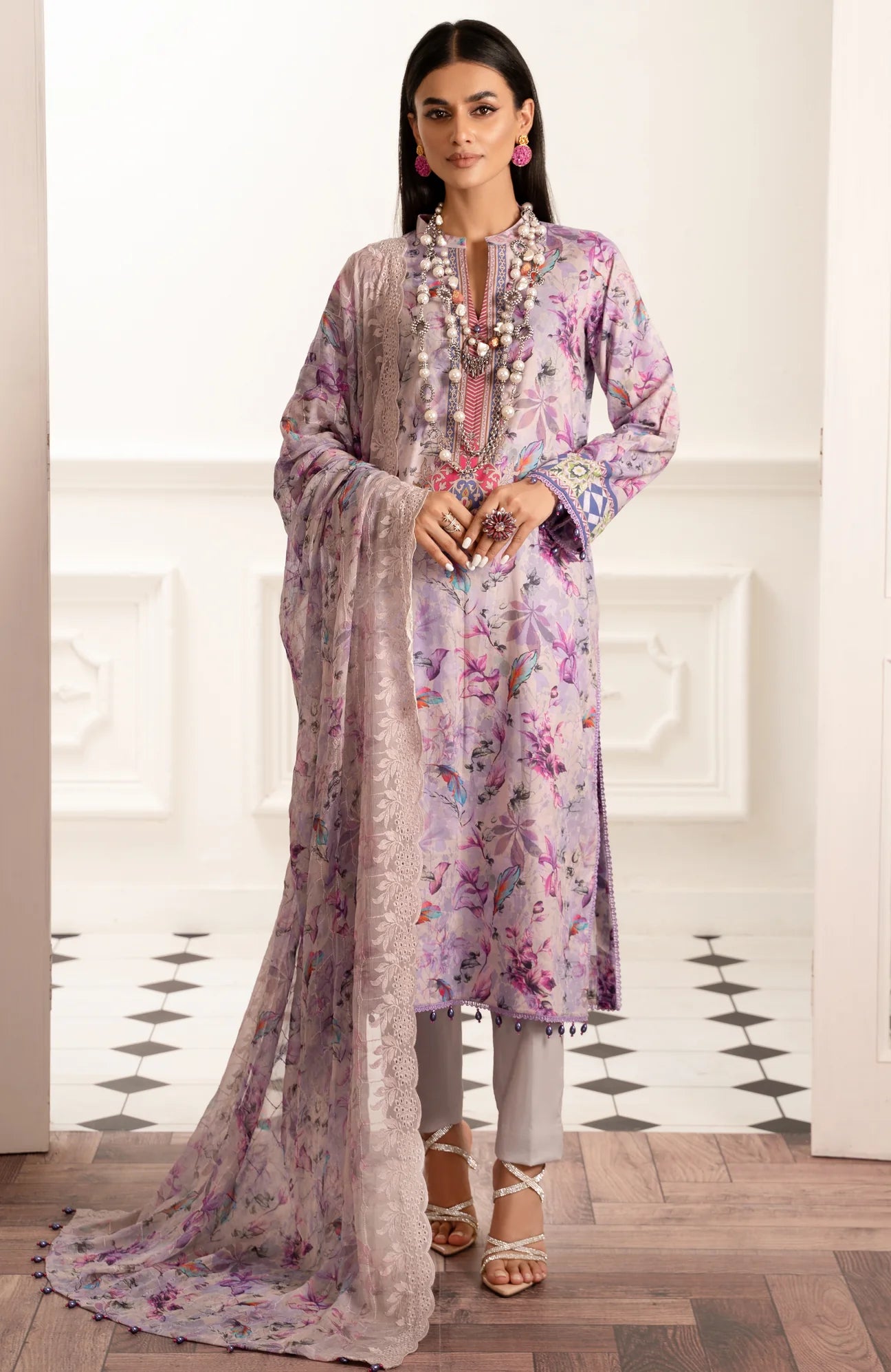 Sunshine Bloom By Al Zohaib Unstitched 3 Piece Digital Printed Cambric Suit with Bamber Chikankari Dupatta - Summer Collection