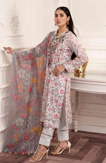 Sunshine Bloom By Al Zohaib Unstitched 3 Piece Digital Printed Cambric Suit with Bamber Chikankari Dupatta - Summer Collection