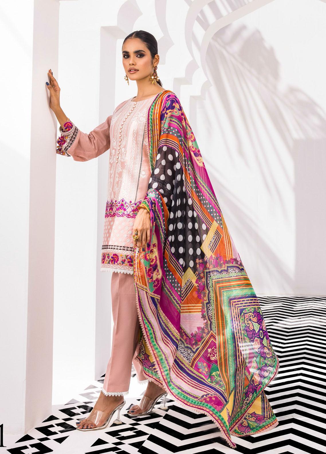 Tahra By Zainab Chottani Unstitched 3 Piece Embroidered Lawn Suit TZC22E 01 Floral Zest - Eid Collection Brand Mafia by Zonash