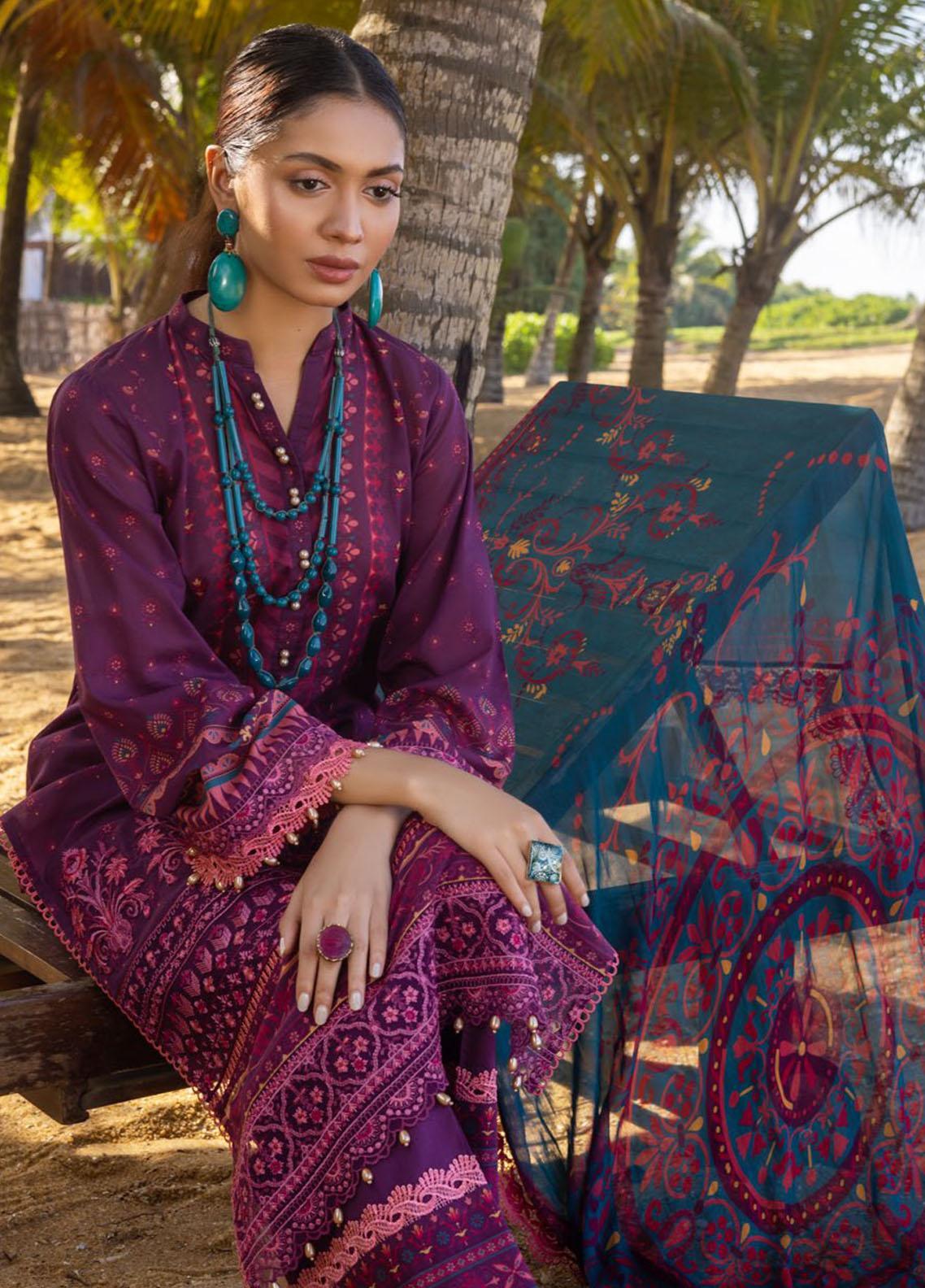 Tahra By Zainab Chottani Unstitched 3 Piece Embroidered Lawn Suit TZC22SS TROPIC LUSH 3B - Spring / Summer Collection Brand Mafia by Zonash