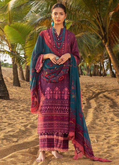 Tahra By Zainab Chottani Unstitched 3 Piece Embroidered Lawn Suit TZC22SS TROPIC LUSH 3B - Spring / Summer Collection Brand Mafia by Zonash