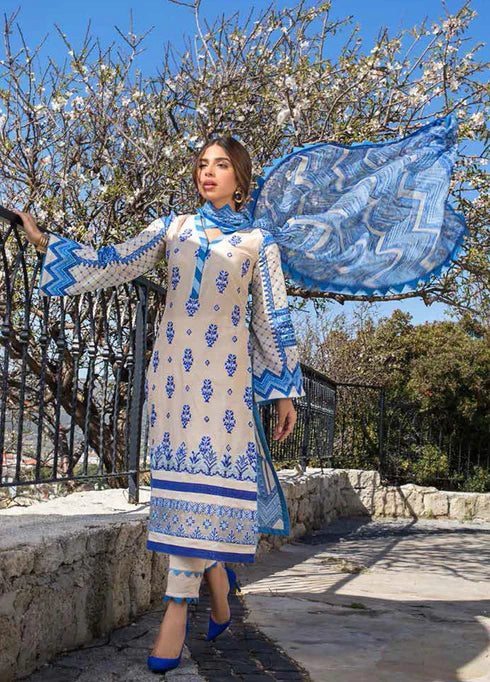 Tahra by Zainab Chottani Unstitched 3 Piece Embroidered Lawn Suit TZC21L 4A BLOOMING BLUES - Summer Collection Brand Mafia by Zonash