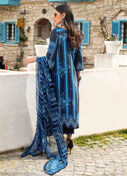 Tahra by Zainab Chottani Unstitched 3 Piece Embroidered Lawn Suit TZC21L 4B BLOOMING BLUES - Summer Collection Brand Mafia by Zonash