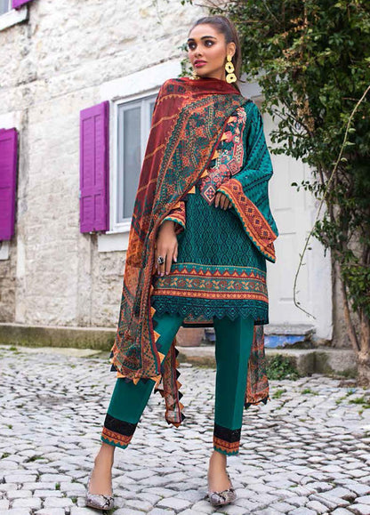 Tahra by Zainab Chottani Unstitched 3 Piece Embroidered Lawn Suit TZC21L 5A EMERALD ELEGANCE - Summer Collection Brand Mafia by Zonash