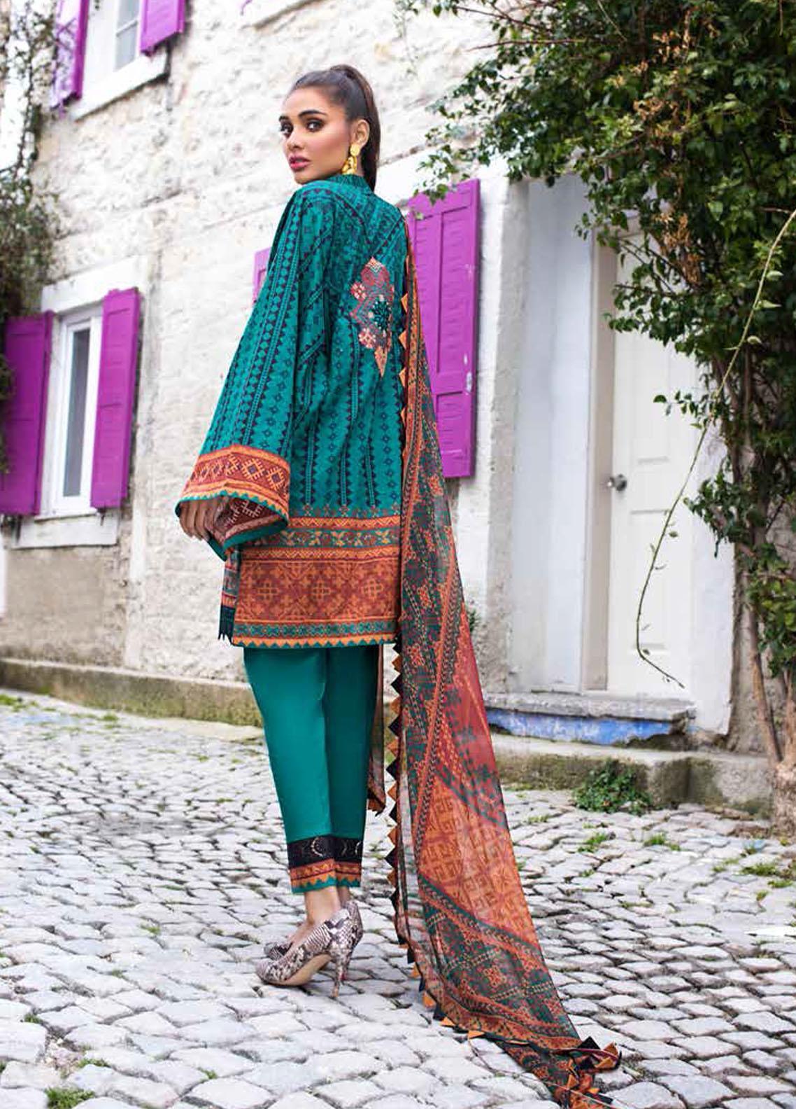 Tahra by Zainab Chottani Unstitched 3 Piece Embroidered Lawn Suit TZC21L 5A EMERALD ELEGANCE - Summer Collection Brand Mafia by Zonash