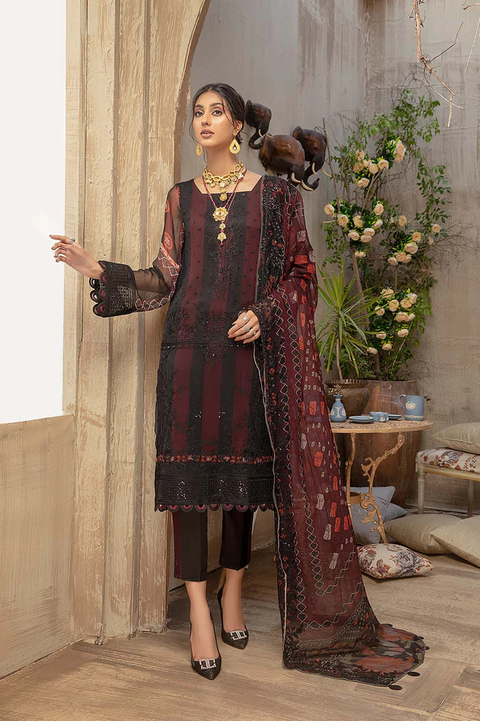 Vasl by Charizma Stitched 3 Piece Embroidered Chiffon Suits VSL-16 - Luxury Formal Collection Brand Mafia by Zonash