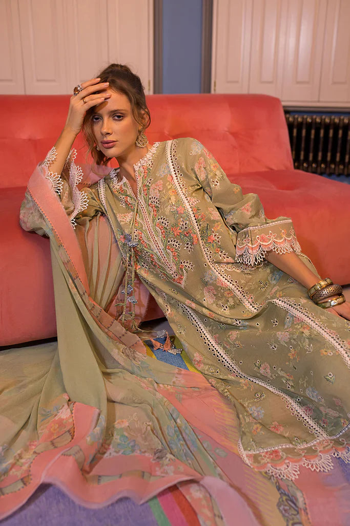 Vital By Sobia Nazir Unstitched 3 Piece Embroidered Lawn Suit SN24V 9A - Eid Summer Collection