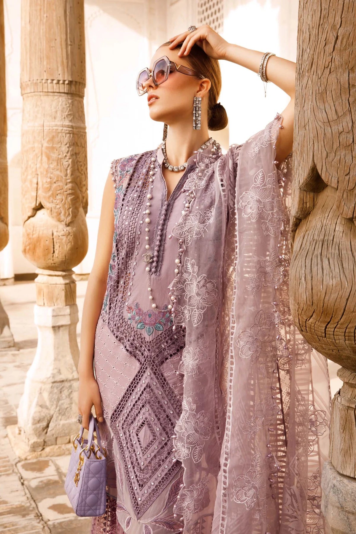 Voyage A Luxe By Maria B Unstitched 3 Piece Embroidered Lawn Suit MB23V 1A - Eid Collection Brand Mafia by Zonash