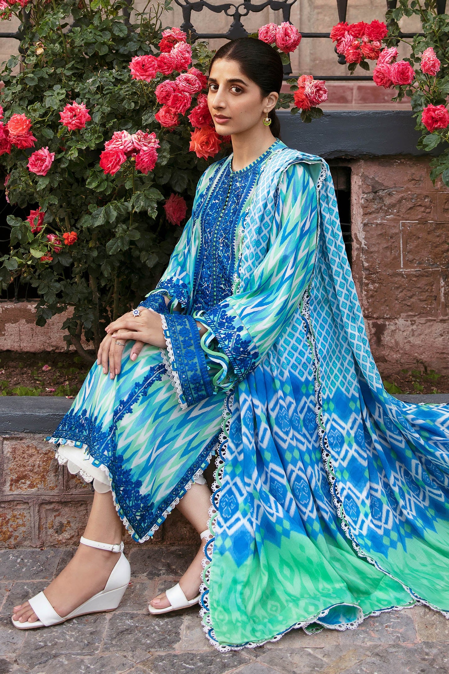 Zaha By Khadijah Shah Unstitched 3 Piece Embroidered Lawn Suit ZF 23-10 Aysel - Festive Lawn Collection Brand Mafia by Zonash