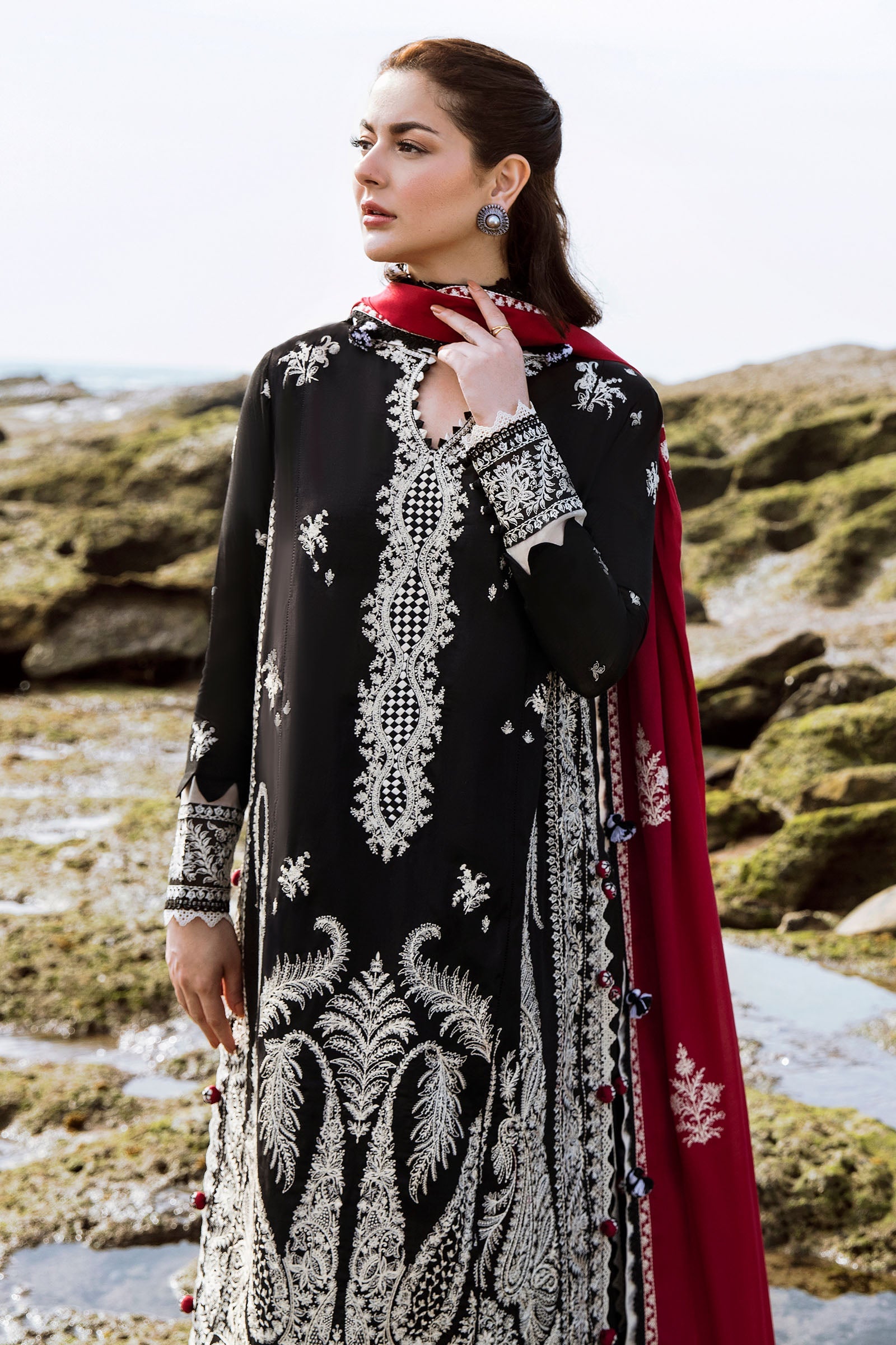 Zaha By Khadijah Shah Unstitched 3 Piece Embroidered Lawn Suit - ZKS23L - Iskele (ZL23-01 A) - Spring / Summer Collection Brand Mafia by Zonash