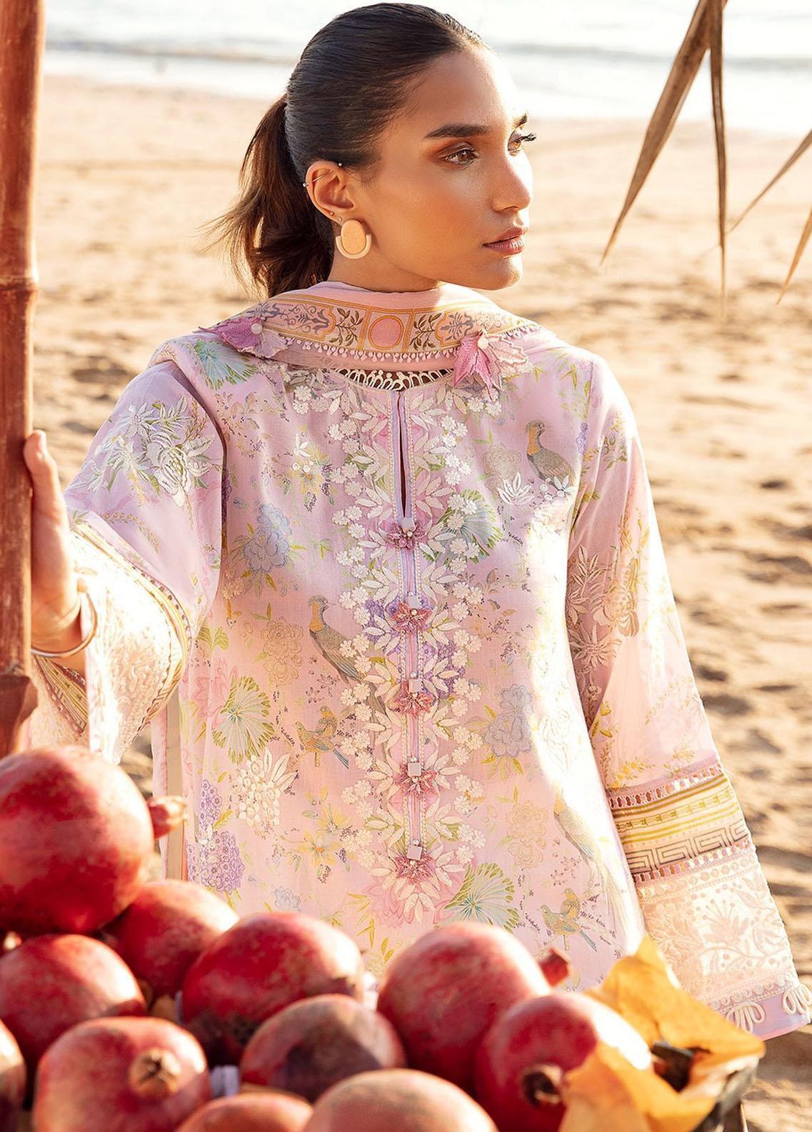 Zaha By Khadijah Shah Unstitched 3 Piece Embroidered Lawn Suit - ZKS23L - LIA (ZL23-06 A) - Spring / Summer Collection Brand Mafia by Zonash