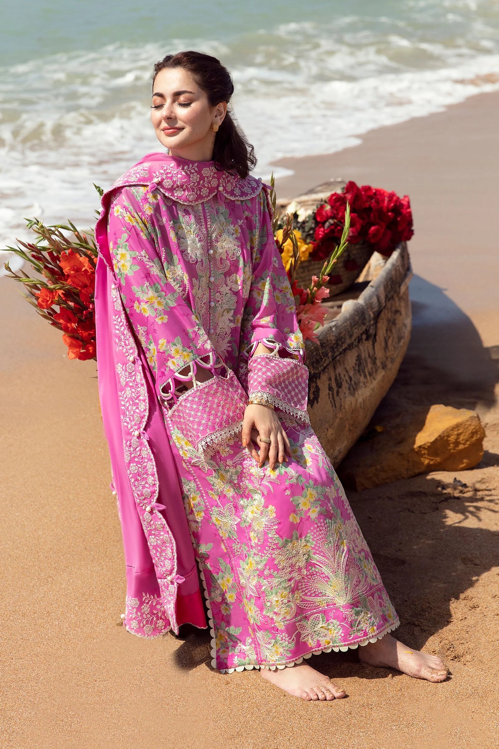 Zaha By Khadijah Shah Unstitched 3 Piece Embroidered Lawn Suit - ZKS23L - NIHAN (ZL23-08 B) - Spring / Summer Collection Brand Mafia by Zonash