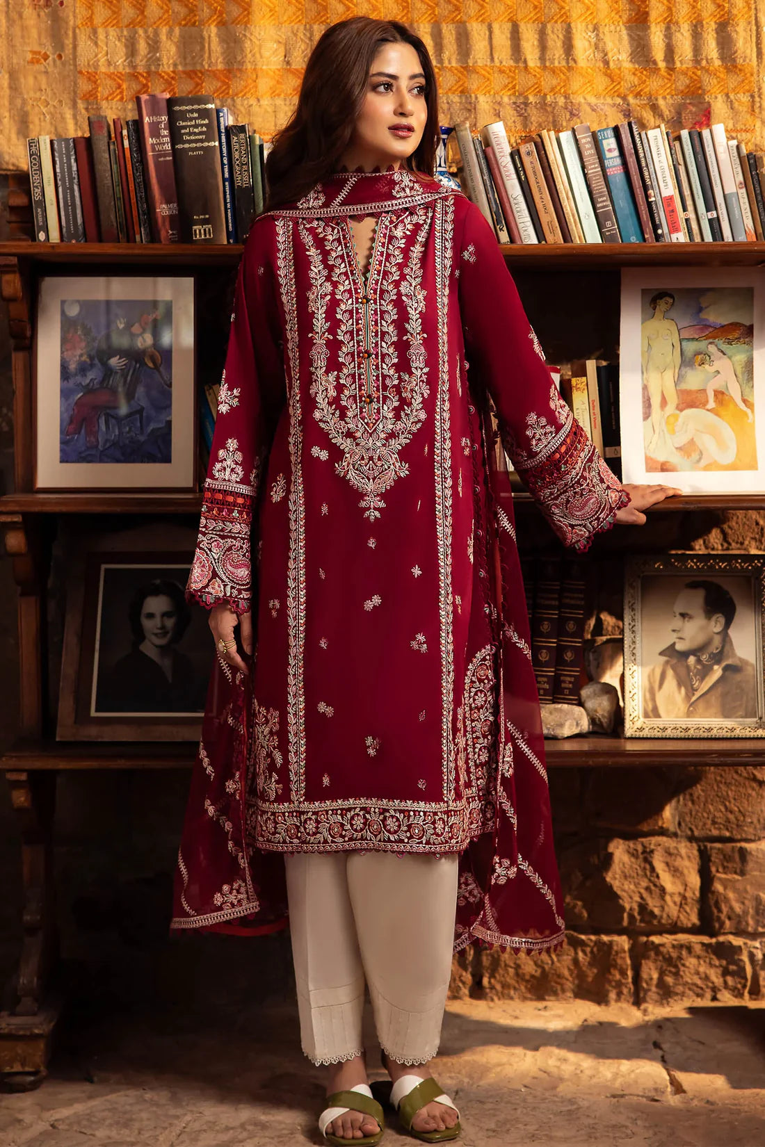 Zaha By Khadijah Shah Unstitched 3 Piece Embroidered Lawn Suit ZKS24F ZL24-07 B ZENEL - Festive Collection - Brand Mafia by Zonash