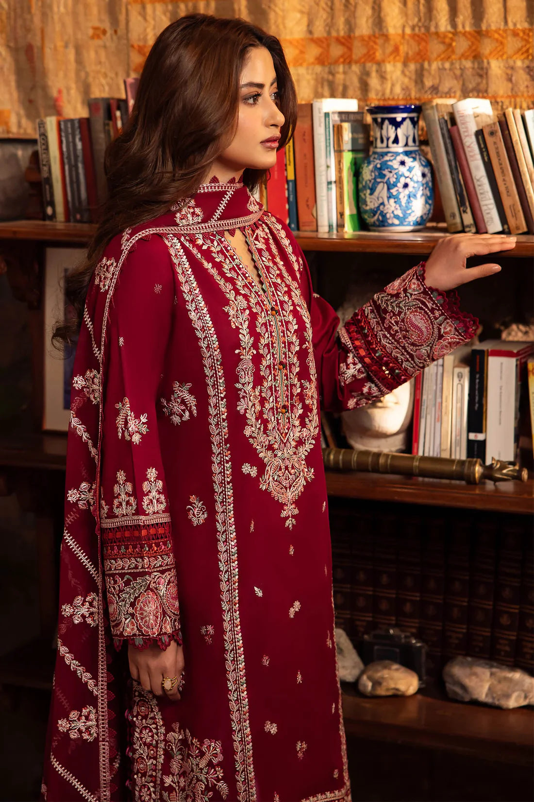 Zaha By Khadijah Shah Unstitched 3 Piece Embroidered Lawn Suit ZKS24F ZL24-07 B ZENEL - Festive Collection - Brand Mafia by Zonash