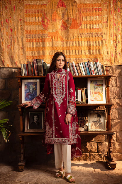 Zaha By Khadijah Shah Unstitched 3 Piece Embroidered Lawn Suit ZKS24F ZL24-07 B ZENEL - Festive Collection - Brand Mafia by Zonash