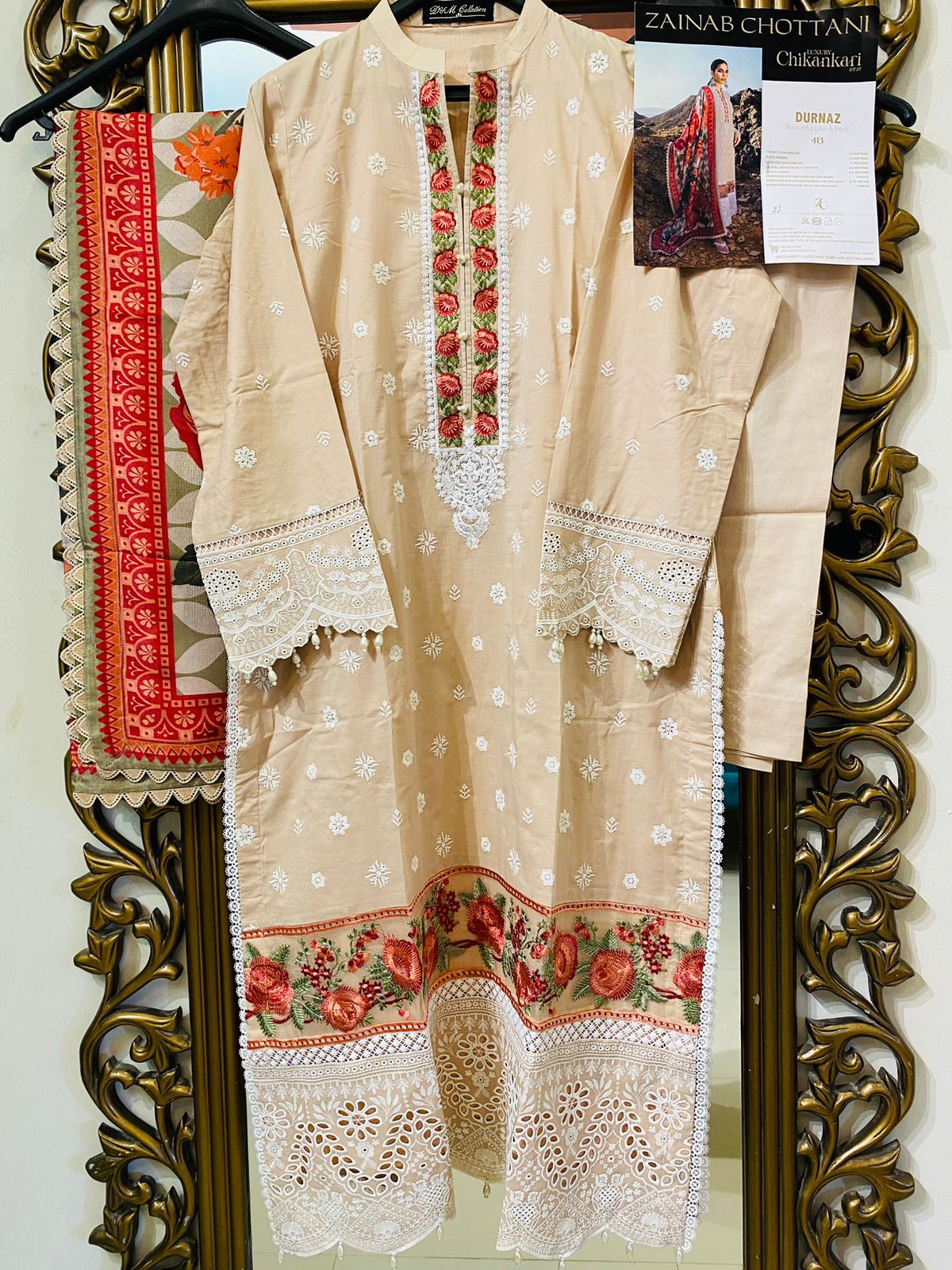 Zainab Chottani Stitched 3 Piece Embroidered Chikankari Suit - Durnaz 4B - Luxury Collection Brand Mafia by Zonash