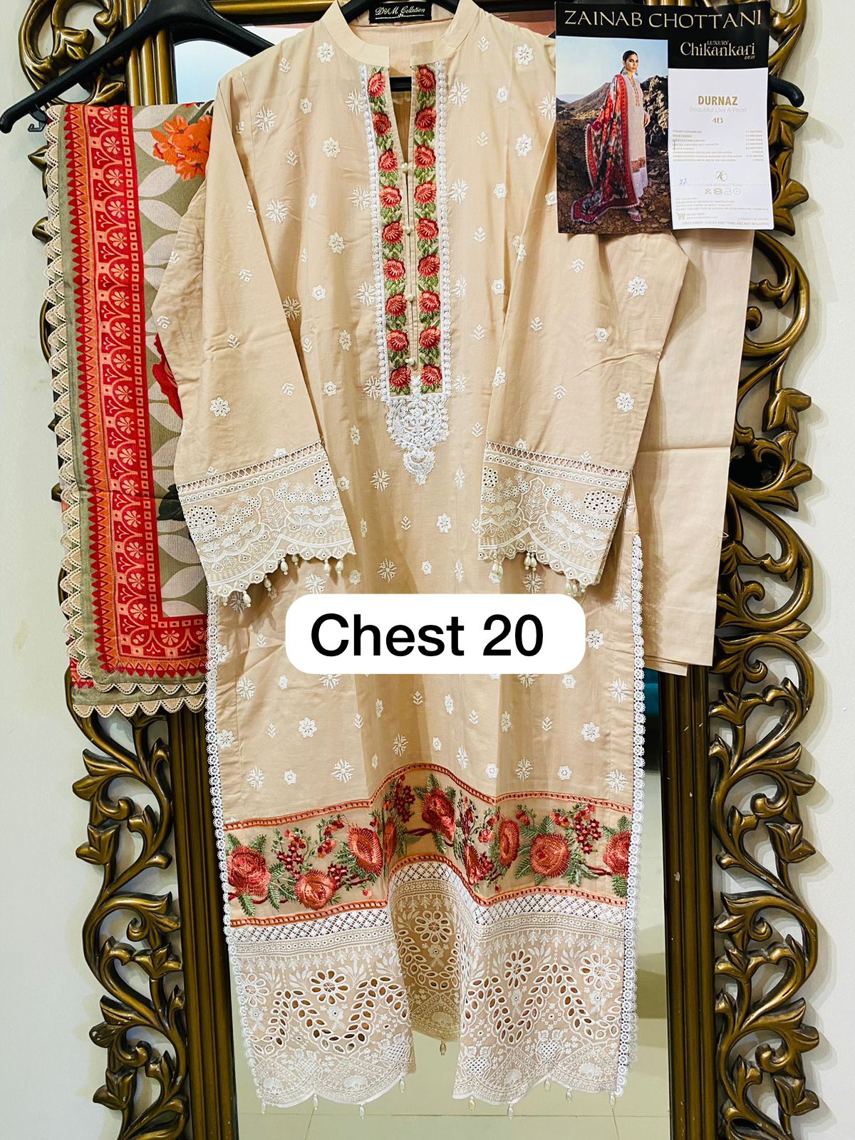 Zainab Chottani Stitched 3 Piece Embroidered Chikankari Suit - Durnaz 4B - Luxury Collection Brand Mafia by Zonash