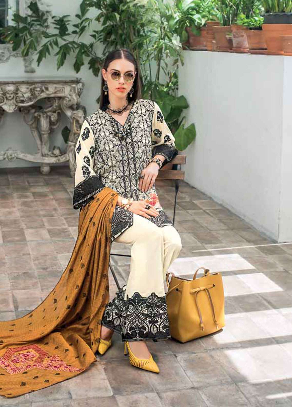 Zainab Chottani Unstitched 3 Piece Embroidered Chikankari Suit ZC19CK 7B BAROQUE TWIST - Luxury Collection Brand Mafia by Zonash