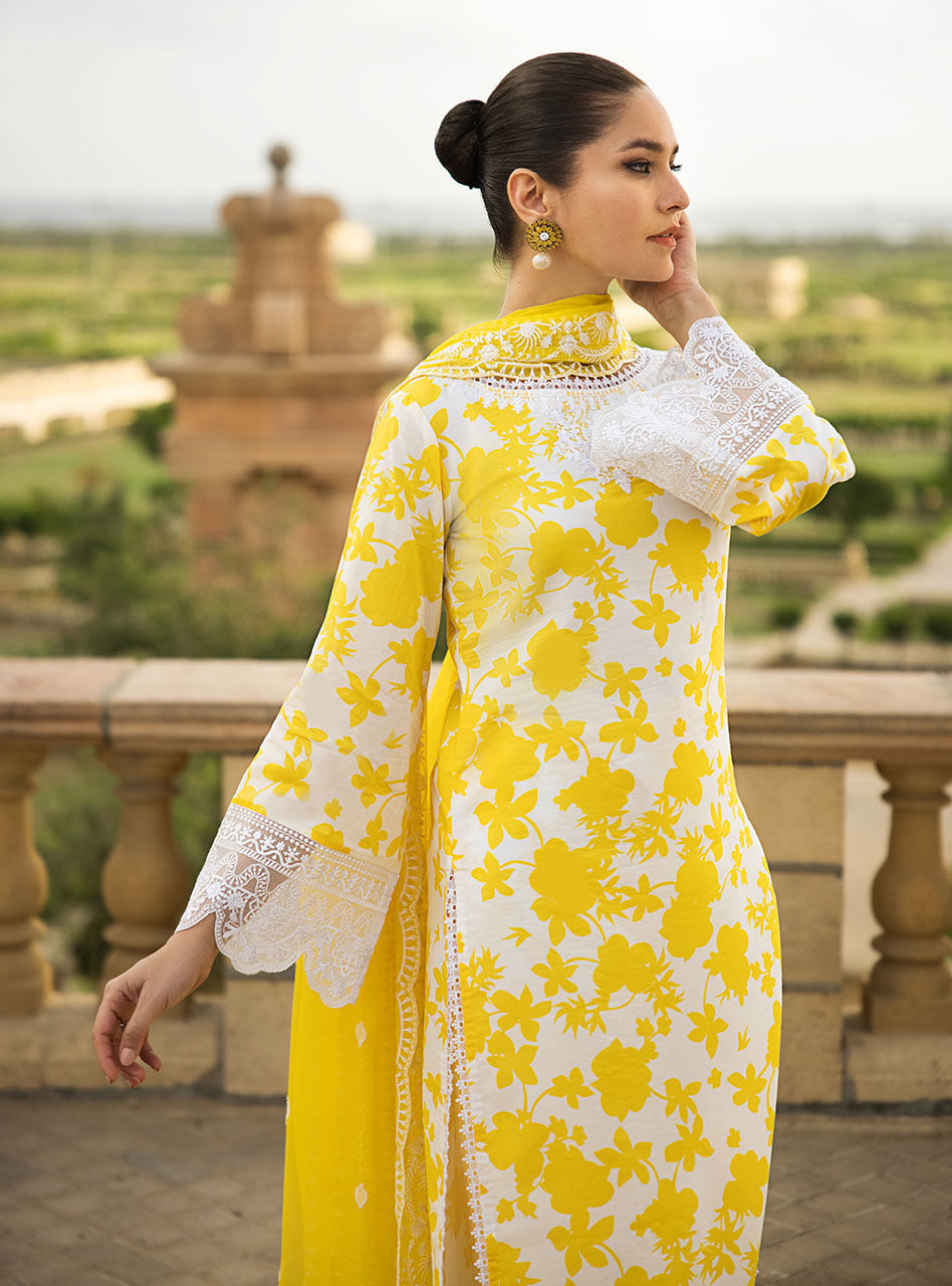 Zainab Chottani Unstitched 3 Piece Embroidered Lawn Suit - CHAMPA 8B - Luxury Collection Brand Mafia by Zonash