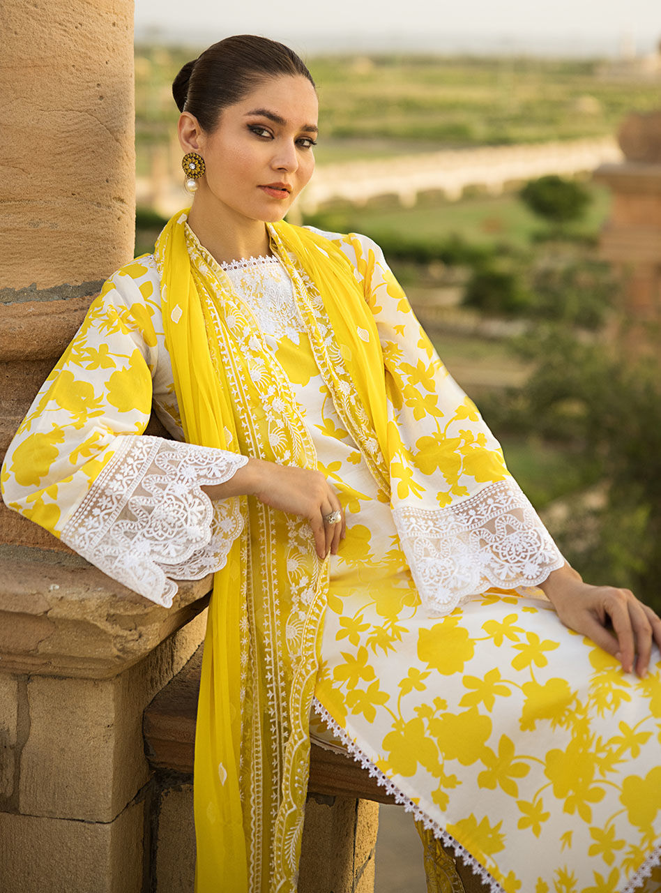 Zainab Chottani Unstitched 3 Piece Embroidered Lawn Suit - CHAMPA 8B - Luxury Collection Brand Mafia by Zonash