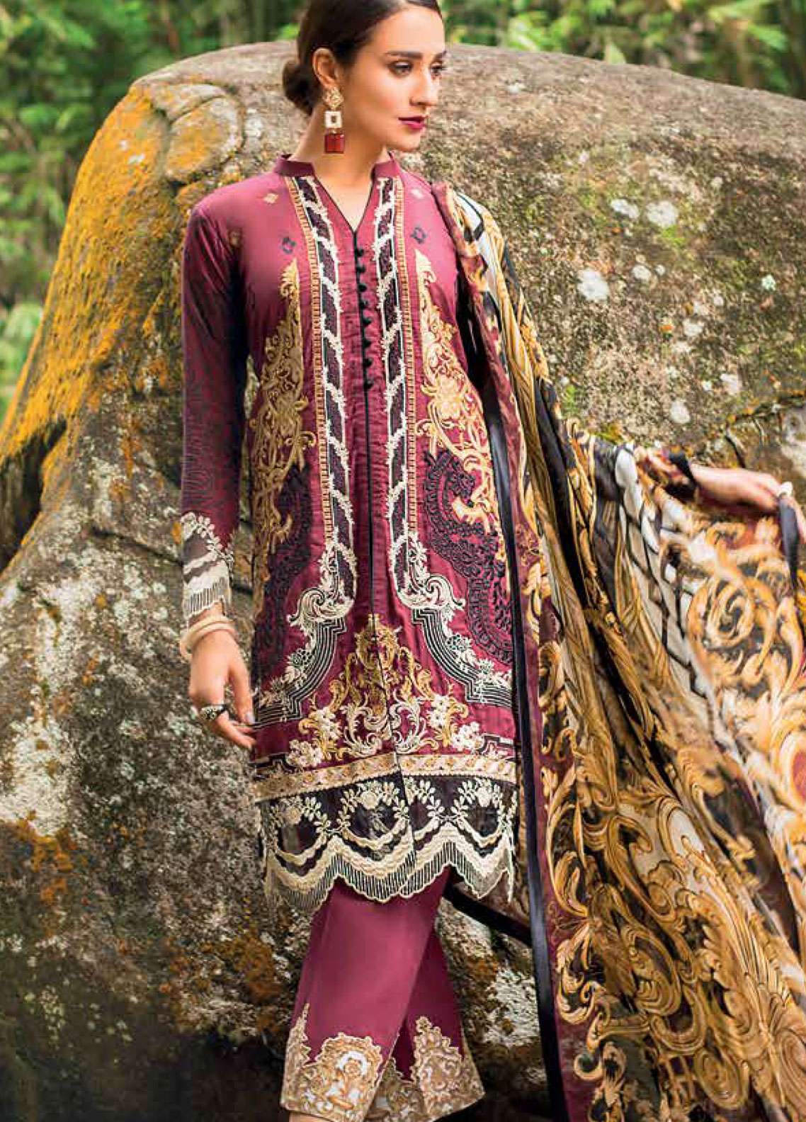 Zainab Chottani Unstitched 3 Piece Embroidered Lawn Suit ZC19L 1A VICTORIAN FRESCO - Spring / Summer Collection Brand Mafia by Zonash