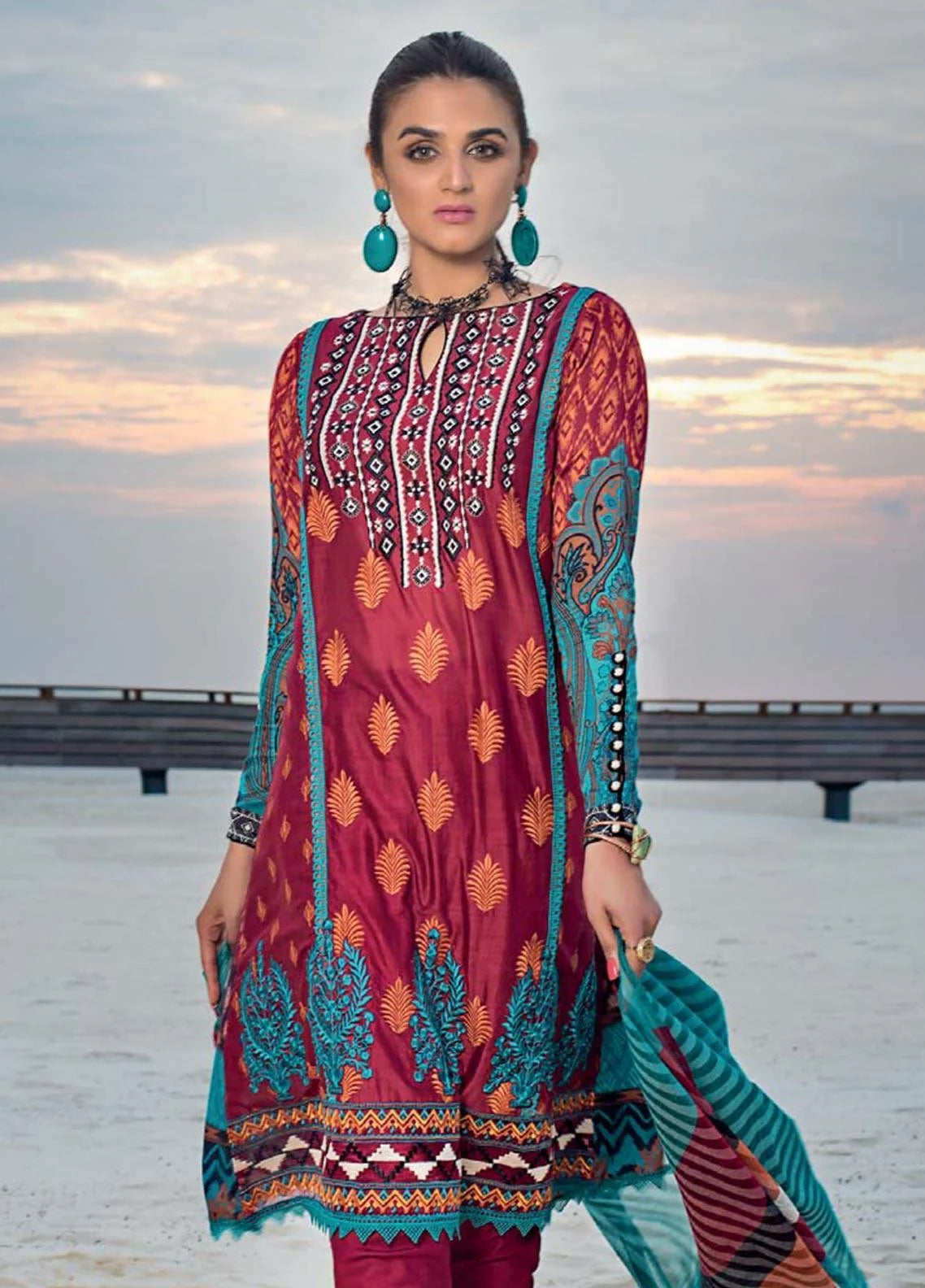 Zainab Chottani Unstitched 3 Piece Embroidered Lawn Suit ZC20LL 6A - Luxury Collection Brand Mafia by Zonash