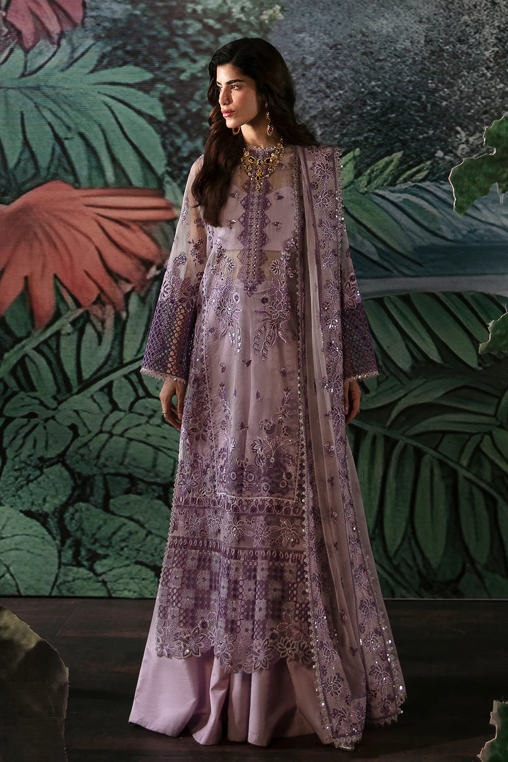 La Fuchsia By Afrozeh Unstitched 3 Piece Embroidered Organza Suit V2AF24L Helen - Festive Collection