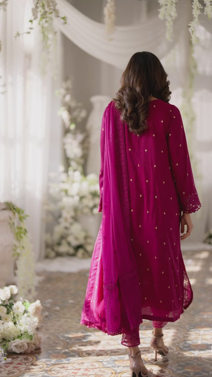 Ensembles by Azure Unstitched 3 Piece Jacquard Lawn Suit AZ24EJ PPES063 Petunia Plum - Festive Collection