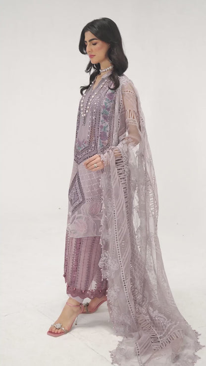 Voyage A Luxe By Maria B Unstitched 3 Piece Embroidered Lawn Suit MB23V 1A - Eid Collection