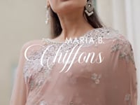 Maria B Unstitched 4 Piece Embroidered Chiffon Suits MB23SC D5 Peach And Grey - Luxury Collection