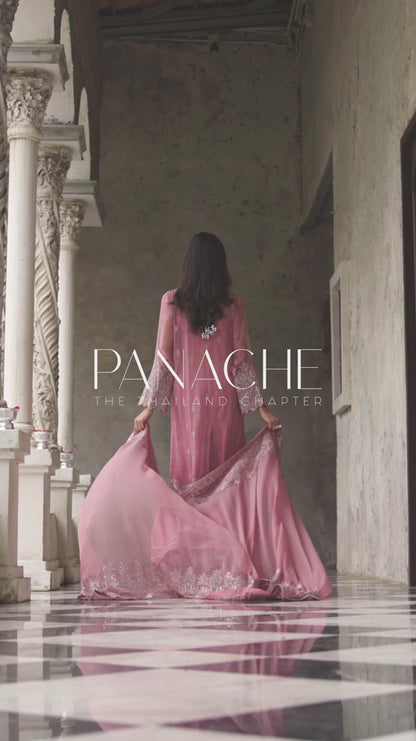 Panache By Ayzel By Afrozeh Unstitched 3 Piece Embroidered Chiffon Suit PCAAF23 AZ-V5-08 Sakura - Luxury Collection