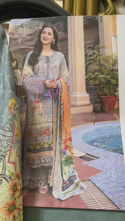 Naushad Imdad Stitched 3 Piece Embroidered Lawn Suit - Ultimate Grey NI-LL-003 - Luxury Lawn Collection