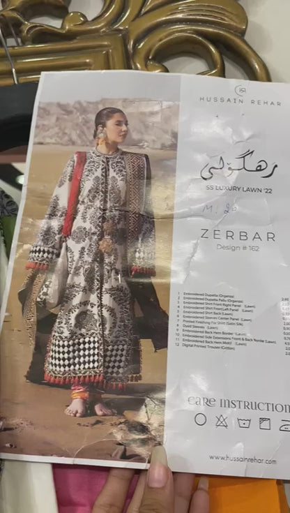 Rahgoli By Hussain Rehar Stitched 3 Piece Embroidered Lawn Suit HR22 Zerbar - Luxury Lawn Collection