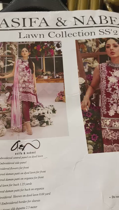 Ariana By Asifa & Nabeel Stitched 3 Piece Embroidered Lawn Suit - ELANIE 8B - Luxury Lawn Collection