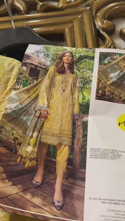 M Prints By Maria B Stitched 3 Piece Embroidered Lawn Suits - 1A - Luxury Lawn Collection