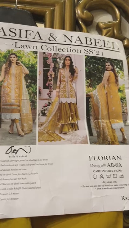 Ariana By Asifa & Nabeel Stitched 3 Piece Embroidered Lawn Suit - FLORIAN 6A - Luxury Lawn Collection