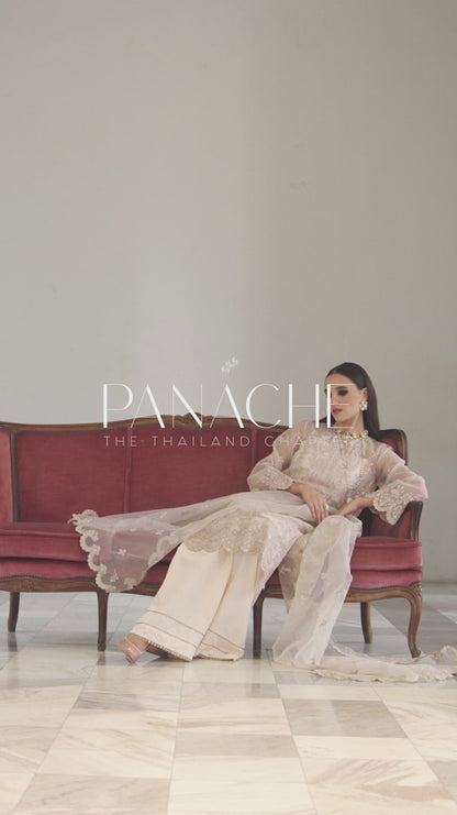 Panache By Ayzel By Afrozeh Unstitched 3 Piece Embroidered Organza Suit PCAAF23 AZ-V5-02 Allora - Luxury Collection