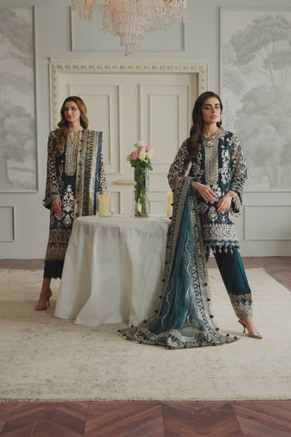 Baroque Chantelle Unstitched 3 Piece Embroidered Chiffon Suit - BQU-CH12-D01 - Luxury Wedding Collection