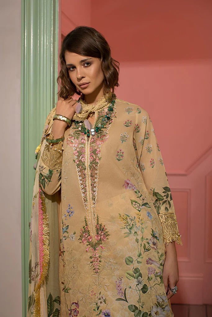 Vital By Sobia Nazir Unstitched 3 Piece Embroidered Lawn Suit SN24V 7A - Eid Summer Collection