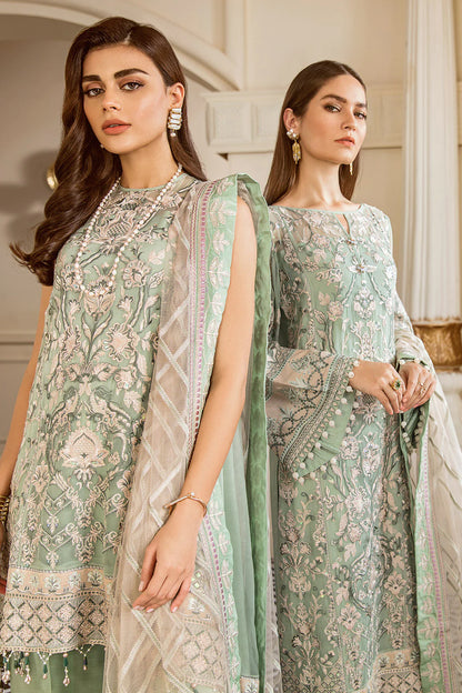 Baroque Chantelle Embroidered Chiffon 3 Piece Suit BQ19-05 Mint Tea Brand Mafia by Zonash