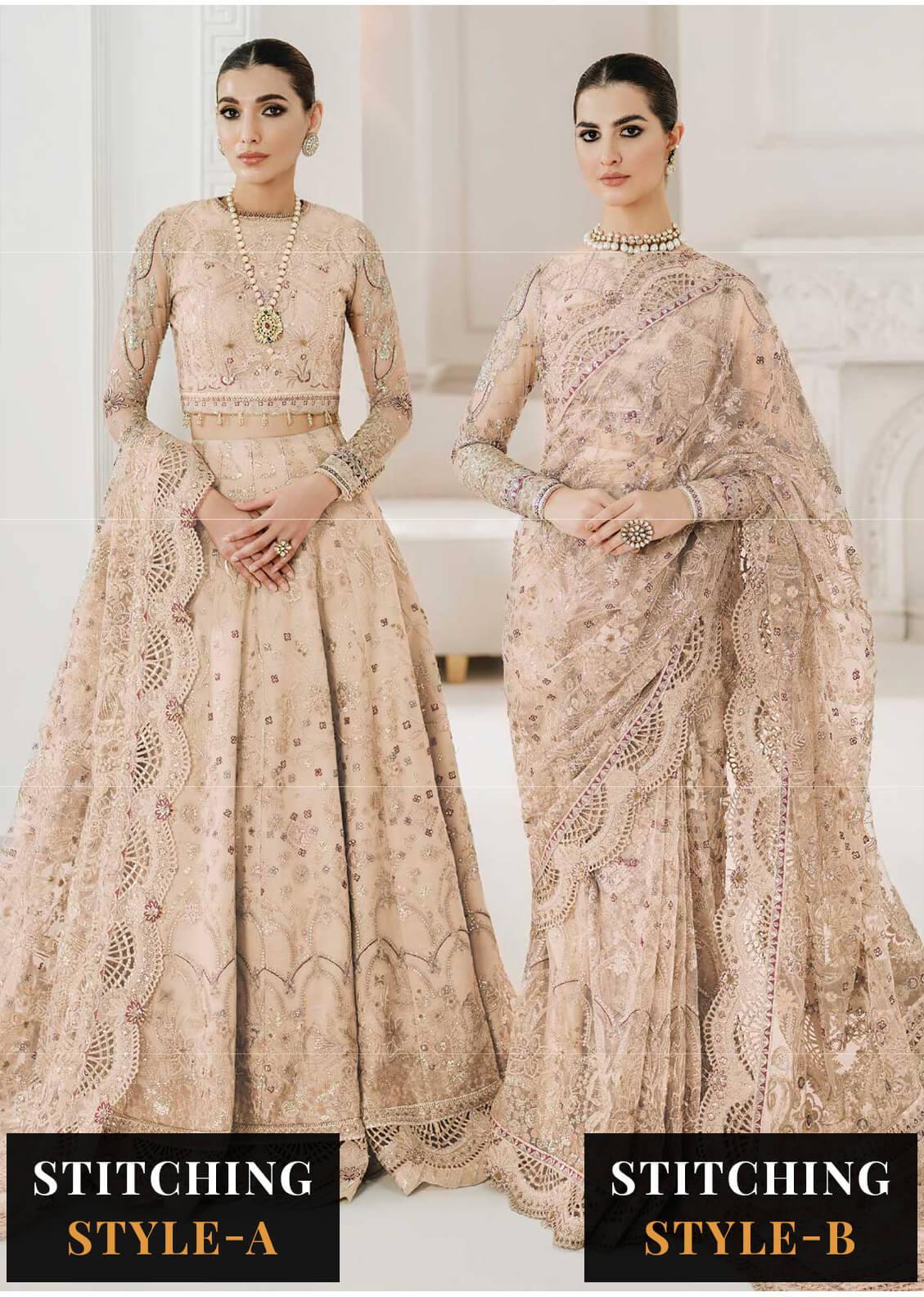 Baroque Embroidered Net Suits Unstitched 3 Piece BQU-CH10-D01 - Luxury Festive Tale Brand Mafia by Zonash