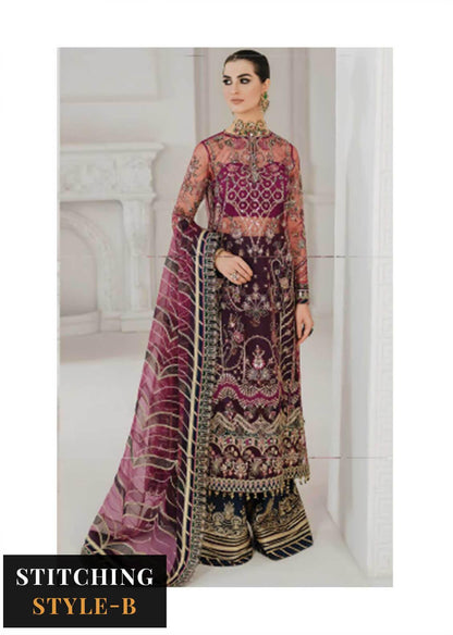 Baroque Embroidered Net Suits Unstitched 3 Piece BQU-CH10-D03 - Luxury Festive Tale Brand Mafia by Zonash