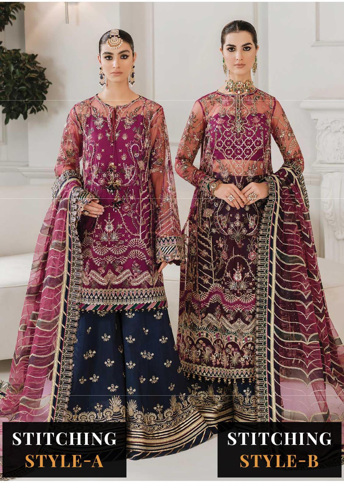 Baroque Embroidered Net Suits Unstitched 3 Piece BQU-CH10-D03 - Luxury Festive Tale Brand Mafia by Zonash