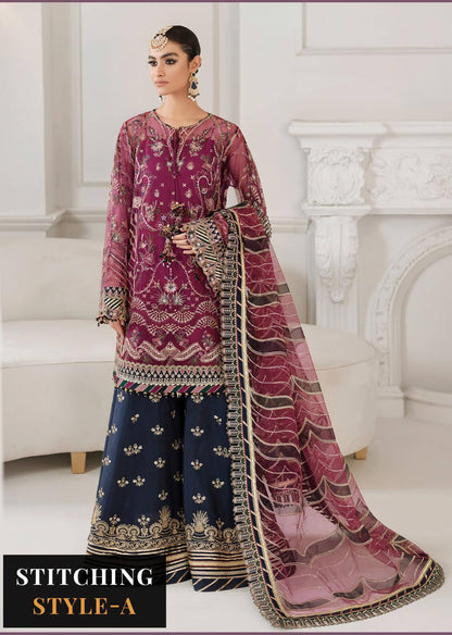 Baroque Embroidered Net Suits Unstitched 3 Piece BQU-CH10-D03 - Luxury Festive Tale Brand Mafia by Zonash