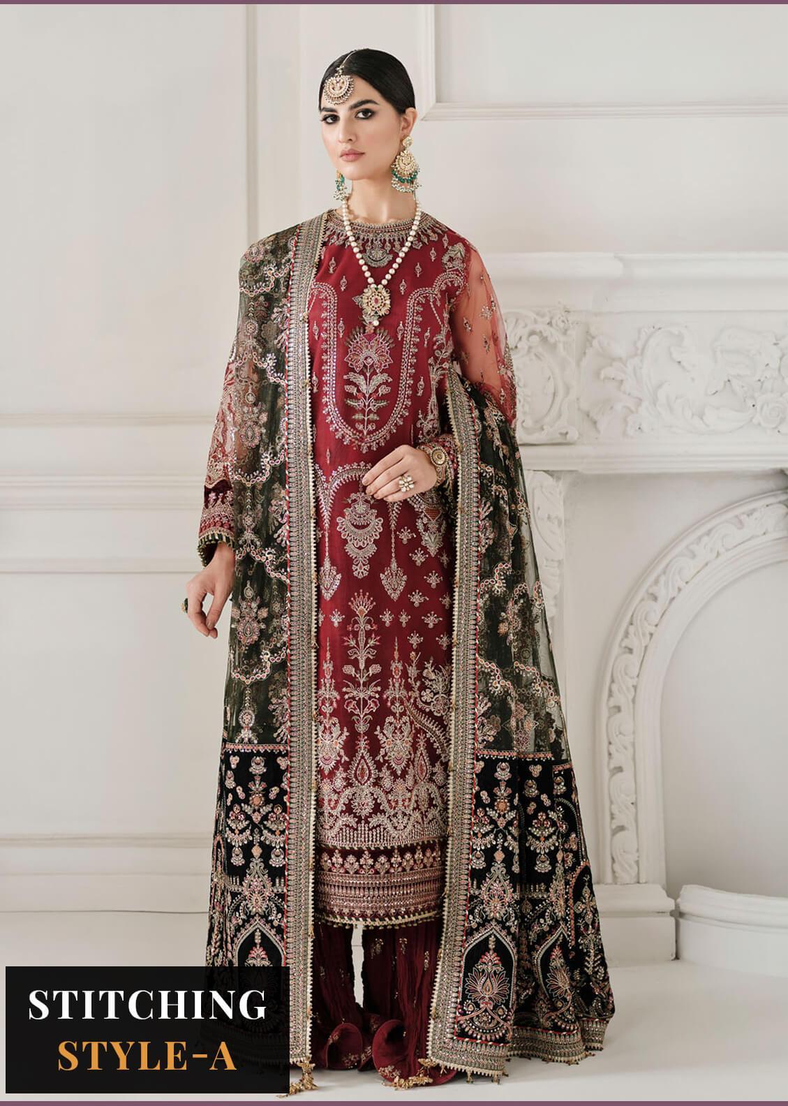 Baroque Embroidered Net Suits Unstitched 3 Piece BQU-CH10-D07 - Luxury Festive Tale Brand Mafia by Zonash