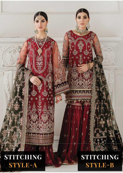 Baroque Embroidered Net Suits Unstitched 3 Piece BQU-CH10-D07 - Luxury Festive Tale Brand Mafia by Zonash