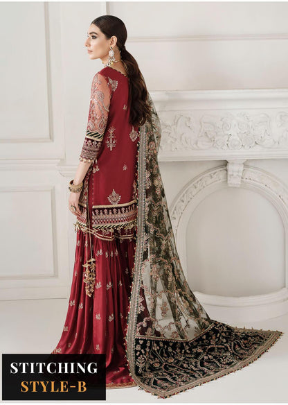 Baroque Embroidered Net Suits Unstitched 3 Piece BQU-CH10-D07 - Luxury Festive Tale Brand Mafia by Zonash