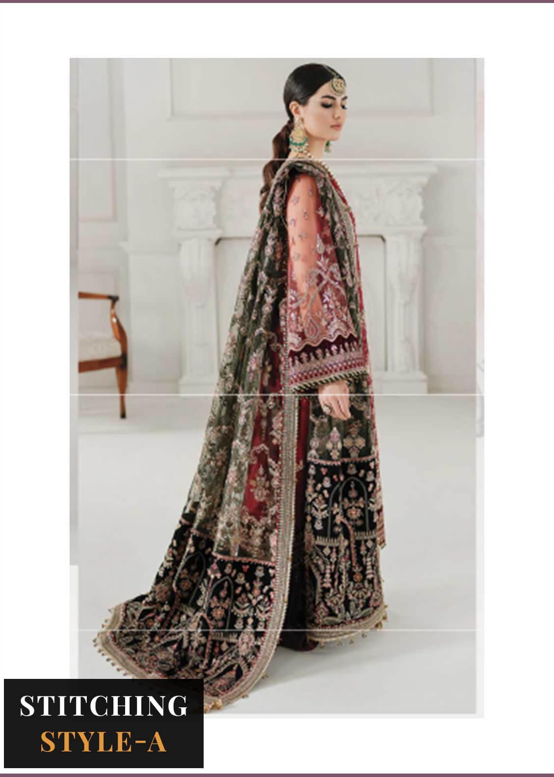 Baroque Embroidered Net Suits Unstitched 3 Piece BQU-CH10-D07 - Luxury Festive Tale Brand Mafia by Zonash