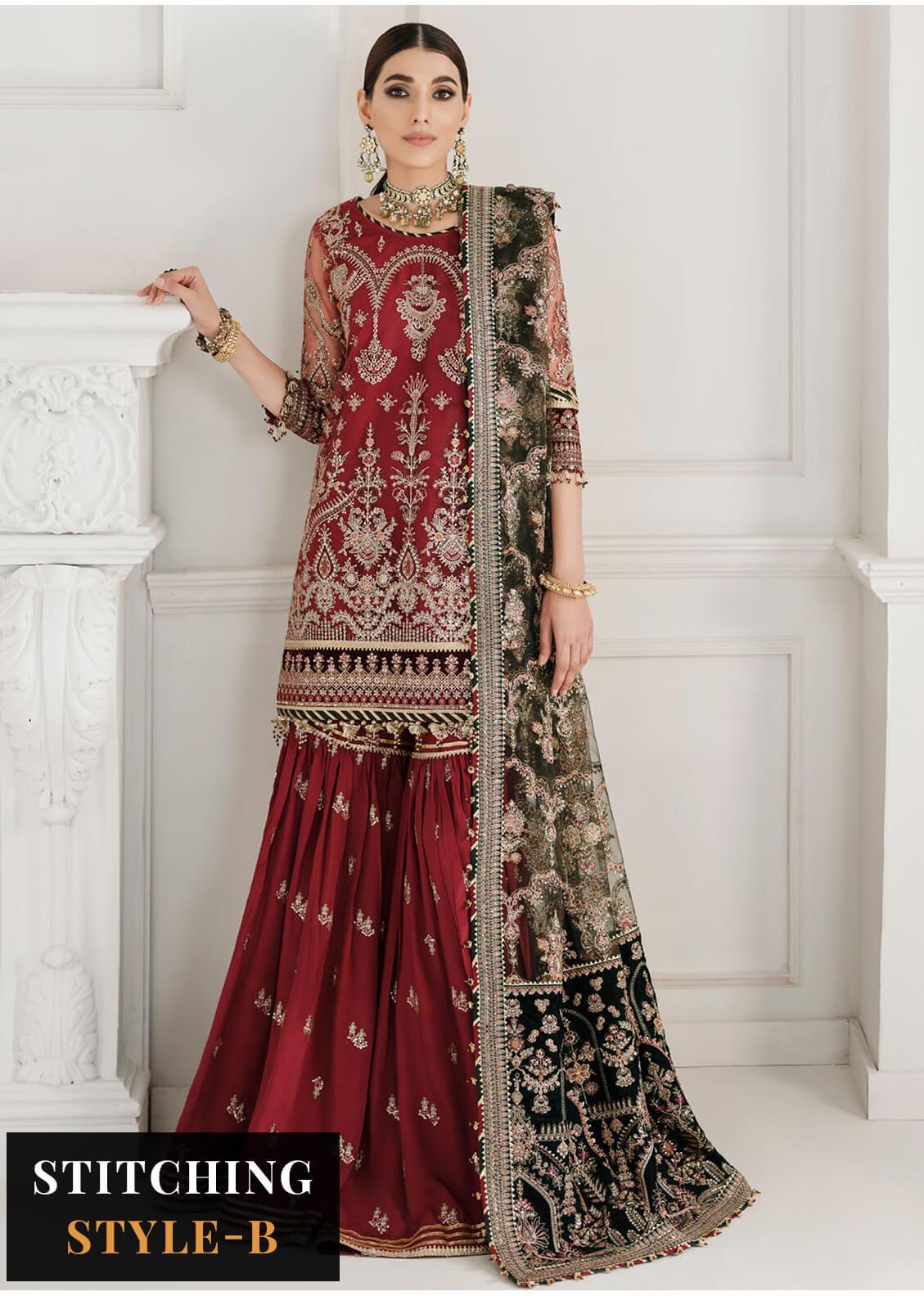 Baroque Embroidered Net Suits Unstitched 3 Piece BQU-CH10-D07 - Luxury Festive Tale Brand Mafia by Zonash